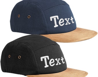 Suede Peak 5 Panel Cap bestickt mit Name Wunschtext Mütze Basecap Canvas Cappy