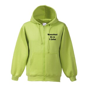 Kapuzenjacke Hoodie bedruckt mit Wunschtext / Name Hooded Sweat Jacket Kapuzenshirt mit Reißverschluss MS1260 Apple Green