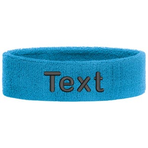 Personalized headband embroidered with name | Unisex sports sweatband headband | Tennis, fitness, gym, jogging headband, individually soft Turquoise