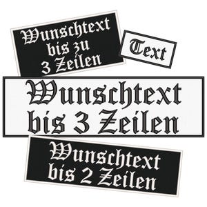 Rechteckiger Aufnäher / Patch bestickt mit Wunschtext