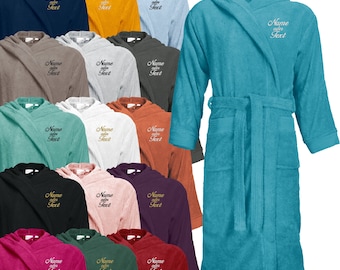 Bathrobe with hood embroidered with desired text sauna robe dressing gown TH1095