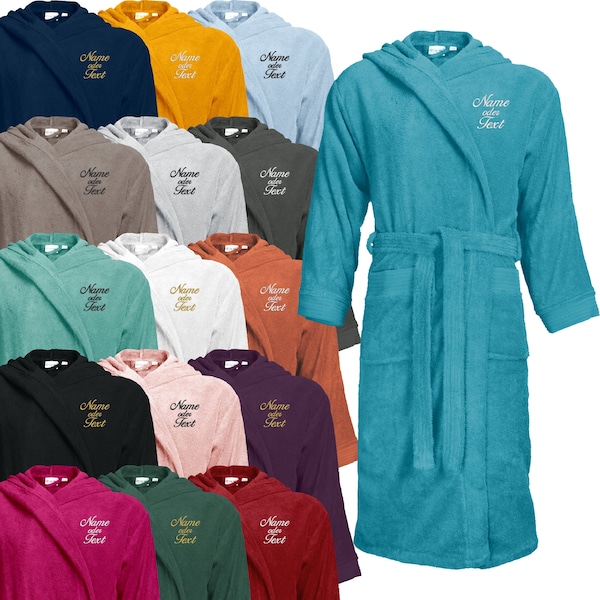 Bathrobe with hood embroidered with desired text sauna robe dressing gown TH1095