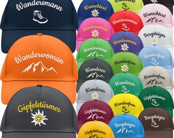 Basecap bestickt mit Wander-Motiv und Text Wander-Cap Outdoor