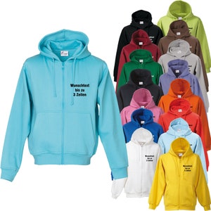 Kapuzenjacke Hoodie bedruckt mit Wunschtext / Name Hooded Sweat Jacket Kapuzenshirt mit Reißverschluss MS1260 Bild 1
