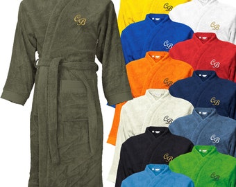 Classic bathrobe embroidered with initials monogram motif sauna robe dressing gown TH1030