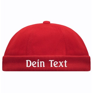 Chef Cap Docker Cap bestickt mit Name oder Wunschtext Mütze Herbst Winter Seemannsmütze Fischermütze Biker Rot