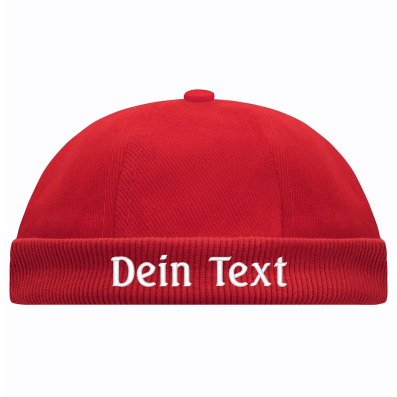 Chef Cap Docker Cap bestickt mit Name oder Wunschtext Mütze Herbst Winter Seemannsmütze Fischermütze Biker Rot