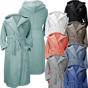 Organic bathrobe with hood embroidered with your desired text sauna robe dressing gown AR027