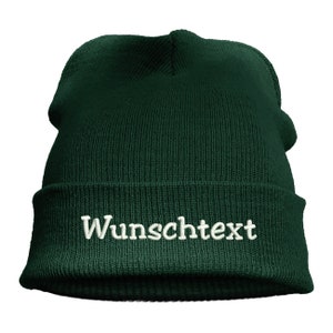 Strickmütze Leisure Beanie Mütze Herbst Wintermütze Mütze bestickt mit Name oder Wunschtext Dark Green