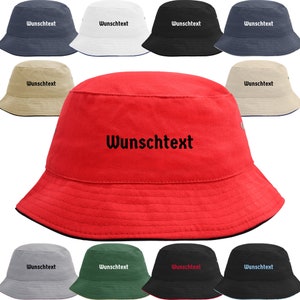 Anglerhut Bucket Hat bedruckt mit Wunschtext / Name Party Mallorca Sonnenhut Partyhut Junggesellenabschied Vatertag Fischerhut Fußball