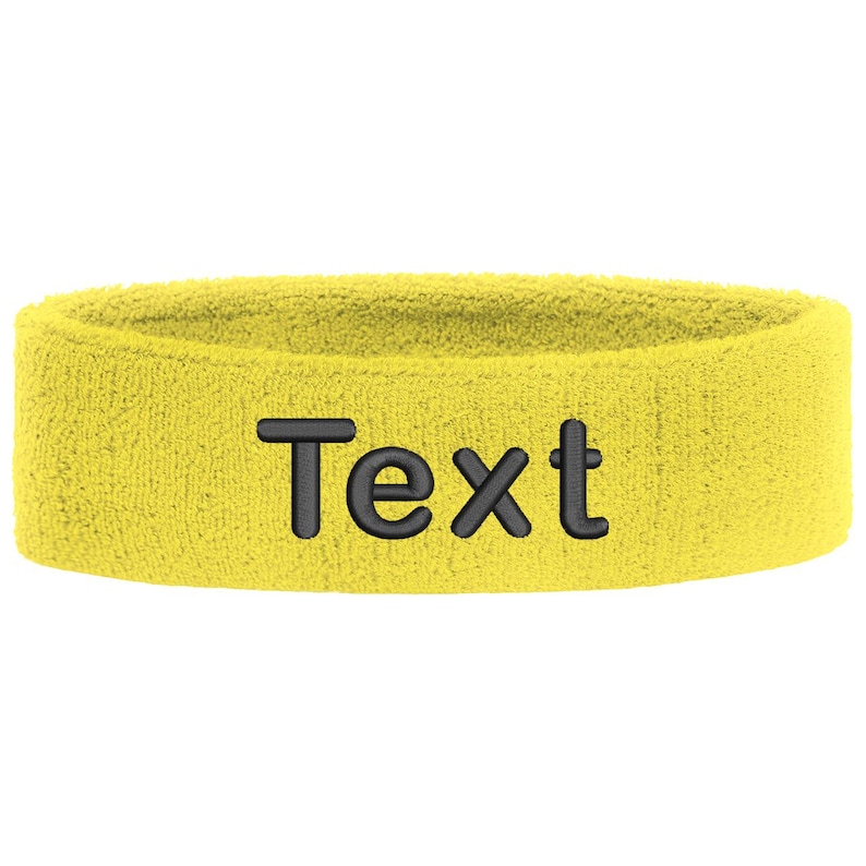 Personalized headband embroidered with name | Unisex sports sweatband headband | Tennis, fitness, gym, jogging headband, individually soft Light Yellow