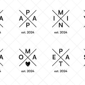 Famiglia 2024 SVG - Papà SVG - Mamma - Mini - Bambino - Cricut - Abito famiglia - Camicia Boss SVG - Iniziali PNG - File plotter - File laser