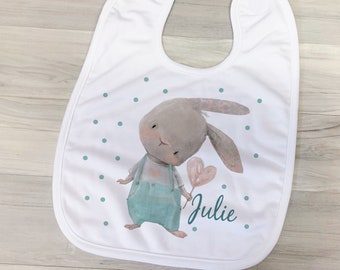 Bib with name - rabbit with heart