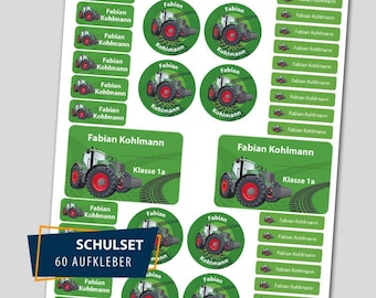 Schulstarter Set / 60 Aufkleber - Grüner Traktor