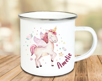 Tasse mit Namen - Einhorn Aquarell