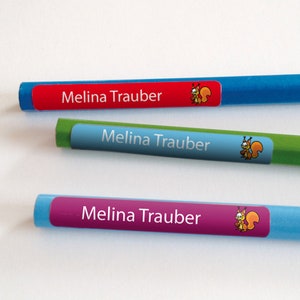 Pencil sticker squirrel with name - 60pcs