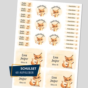 School Starter Set / 60 Stickers - Cute Animals Fuchs