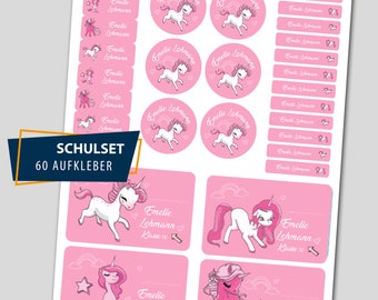 School Starter Set / 60 Stickers - Unicorns