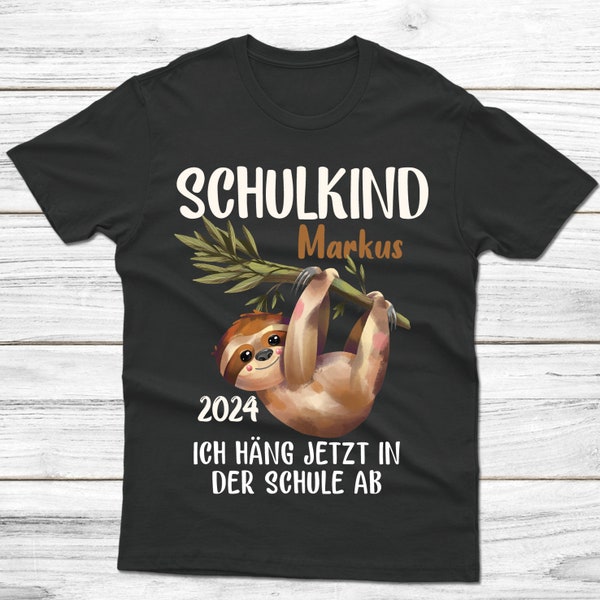 Schulkindshirt personalisiert - Faultier