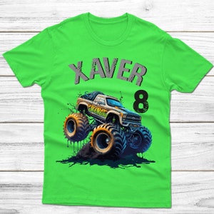 Geburtstagsshirt personalisiert Monster Truck Grün