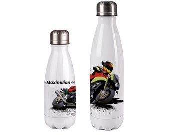 Thermotrinkflasche/Trinkflasche mit Namen - Motorrad