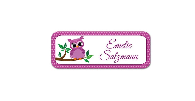 Name sticker Owl Lilly 40 mm x 15 mm image 1