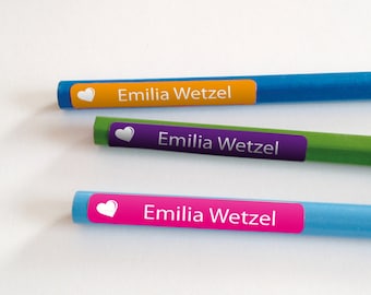 Pencil Stickers Heart with Name - 60pcs