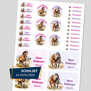 Schulstarter Set / 60 Aufkleber - Pferde