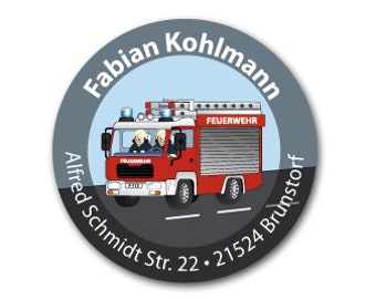 Sticker Address Set Fire Brigade Round 40 mm