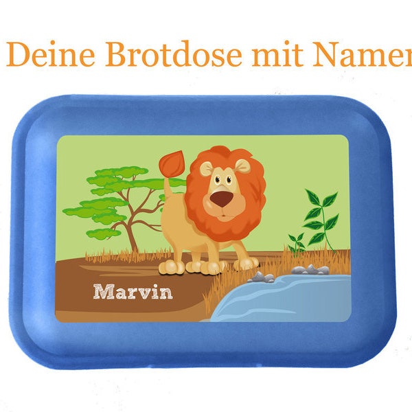 Brotdose - Safari Löwe personalisiert mit Namen