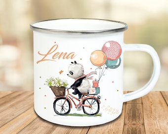 Tasse mit Namen - Pandabär Fahrrad