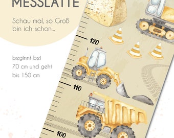 Height chart personalized for children - construction machinery