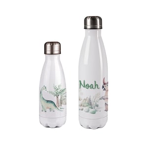 Thermal drinking bottle/drinking bottle with name - dinosaur watercolor