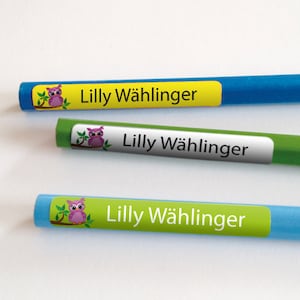 Pencil sticker Owl Lilly with name - 60pcs