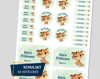 Schulstarter Set / 60 Aufkleber - Cute Animals Tiger