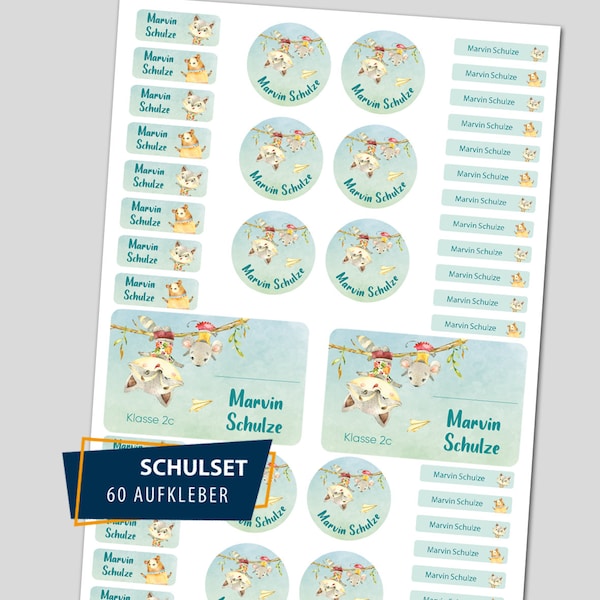 Schulstarter Set / 60 Aufkleber - Wanderlust