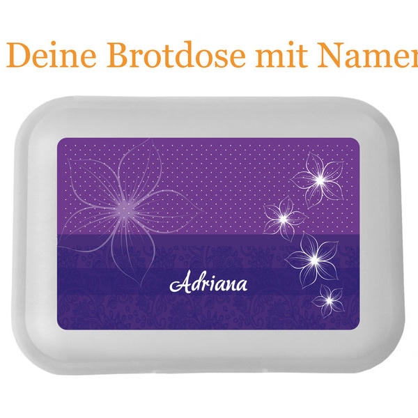 Brotdose - Blume Illu personalisiert mit Namen