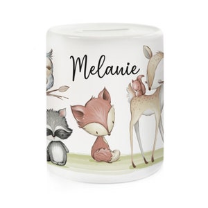 Money box with name - Woodland