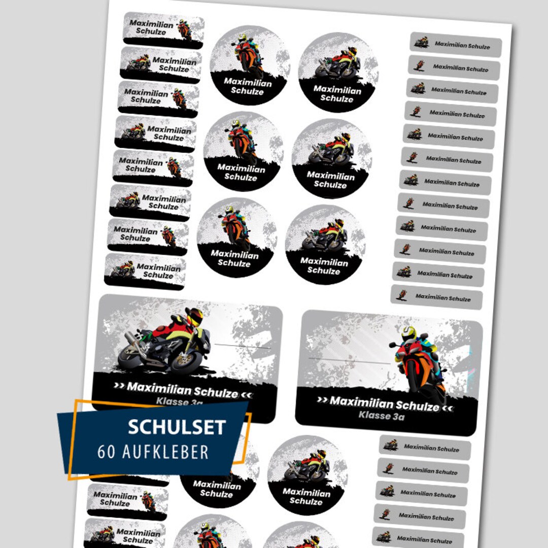Start Set Sticker School Starter Set / 60 Stickers- Motorcycle - Etsy