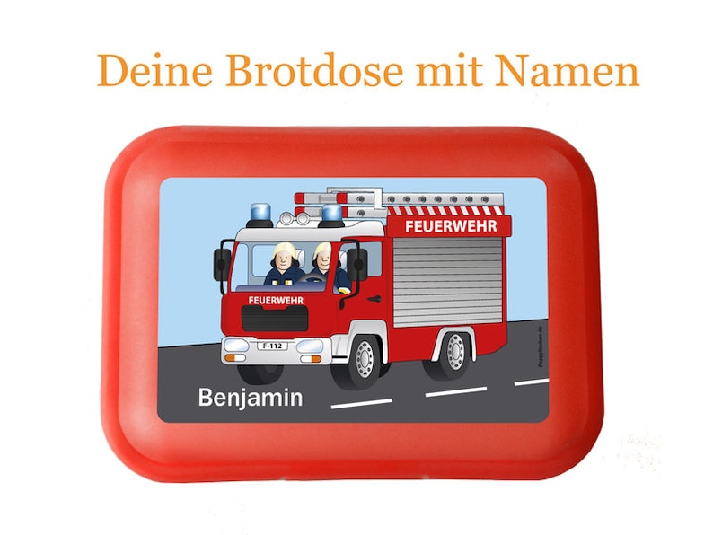 Brotdose Feuerwehr personalisiert mit Namen Bild 1