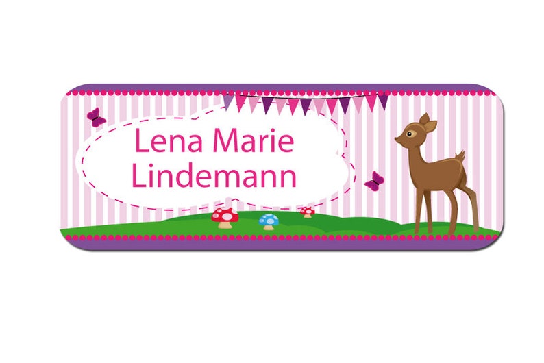 Name Sticker Fawn 40 mm x 15 mm image 1