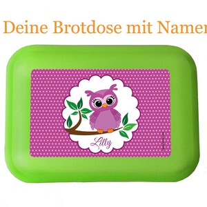 Brotdose Eule Lilly personalisiert mit Namen Bild 1