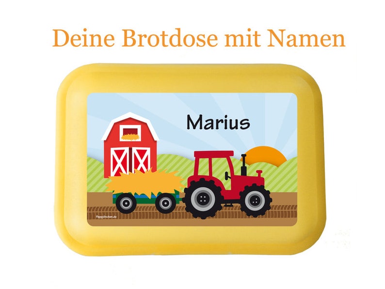 Brotdose Traktor personalisiert mit Namen Bild 1