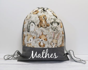 Gym bag with name - Woodland Animals