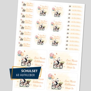 Schoolstartset / 60 stickers - Pandafiets