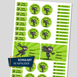 Schulstarter Set / 60 Aufkleber - Ninjas