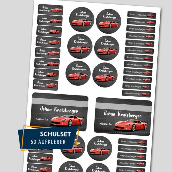 Schulstarter Set / 60 Aufkleber- Porsche