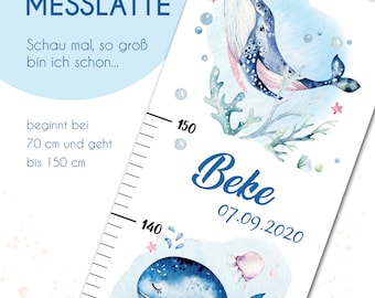 Messlatte personalisiert für Kinder - Meerestiere