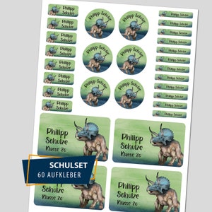 School Starter Set / 60 Stickers - Dinosaur Triceratops