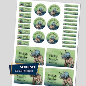 Schulstarter Set / 60 Aufkleber - Dinosaurier Triceratops